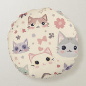 Niedliches Cat simple pet kitta Pattern Party Rundes Kissen (Rückseite)