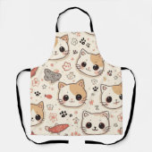 Niedliches Cat simple pet kitta Pattern Party Schürze (Vorderseite)