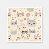 Niedliches Cat simple pet kitta Pattern Party Serviette (Vorderseite)