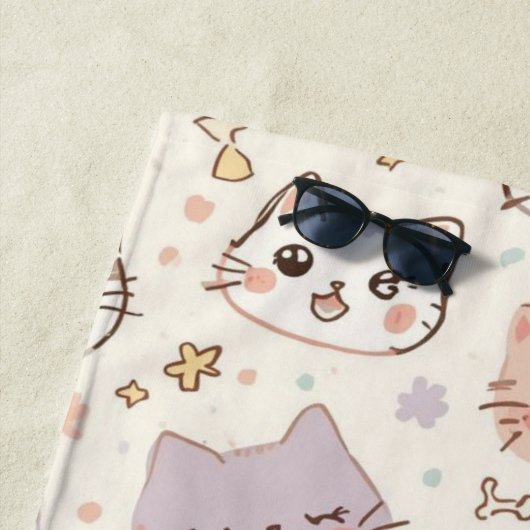 Niedliches Cat simple pet kitta Pattern Party Strandtuch (Beispiel)