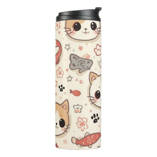 Niedliches Cat simple pet kitta Pattern Party Thermosbecher (Nach links gedreht)