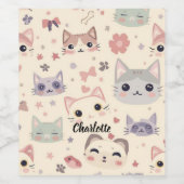 Niedliches Cat simple pet kitta Pattern Party Weinetikett (Einzelnes Label)