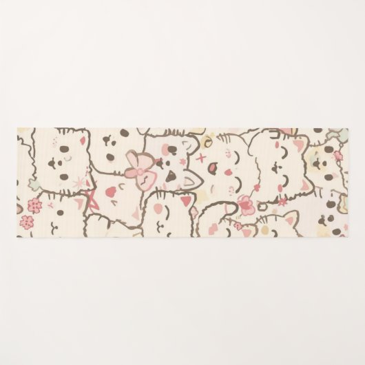 Niedliches Cat simple pet kitta Pattern Party Yogamatte (Vorderseite (Horizontal))