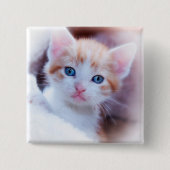 Niedliches Cat Square Foto Button (Vorderseite)