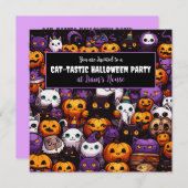 Niedliches Cat Themed Halloween-Party Einladung (Vorne/Hinten)