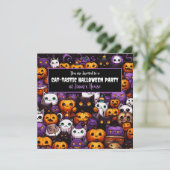 Niedliches Cat Themed Halloween-Party Einladung (Stehend Vorderseite)