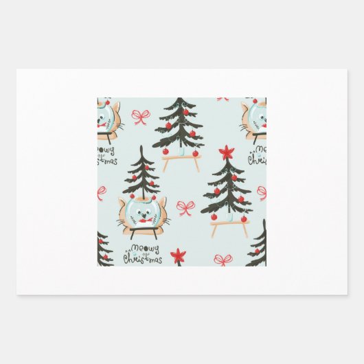 Niedliches Cat Themed MeowChristmas Pattern Geschenkpapier Set (Vorderseite 3)