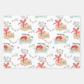 Niedliches Cat Themed MeowChristmas Pattern Geschenkpapier Set (Vorderseite)