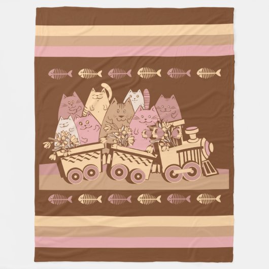 Niedliches Cat Train Fleece Blanket (Vorderseite)