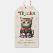 Niedliches Cat Ugly Sweater Party Geschenkanhänger (Rückseite)