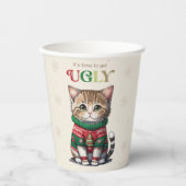 Niedliches Cat Ugly Sweater Party Pappbecher (Vorderseite)