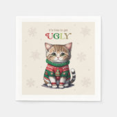 Niedliches Cat Ugly Sweater Party Serviette (Vorderseite)