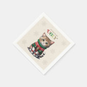 Niedliches Cat Ugly Sweater Party Serviette (Ecke)
