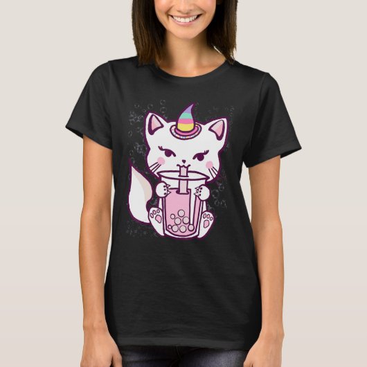 Niedliches Cat Unicorn Drink Bubble Tee Design (Vorderseite)