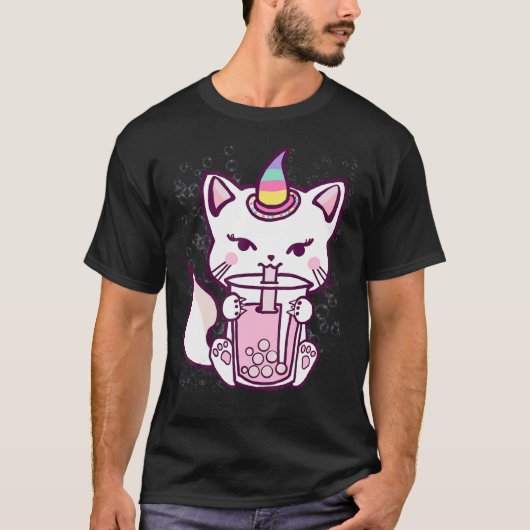 Niedliches Cat Unicorn Drink Bubble Tee Design (Vorderseite)