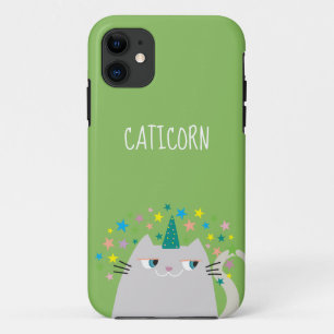 Niedliches Cat Unicorn Mit Monogramm iPhone 11 Hülle