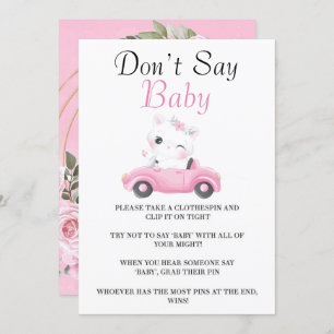 Niedliches Cat Vintag Pink Car Say keine Babykarte