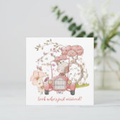 Niedliches Cat Vintage Car Girl Ankündigung zur Ge (Stehend Vorderseite)