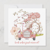 Niedliches Cat Vintage Car Girl Ankündigung zur Ge (Vorderseite)