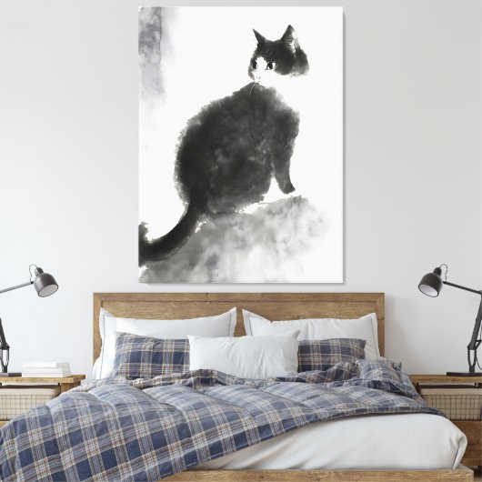 Niedliches Cat Wall Art Leinwand Art Deco (Insitu (Schlafzimmer))