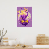 Niedliches Cat Wasserfarbenes Malerei mit Flora Poster (Küche)