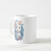Niedliches Cat Watercolor-Gemälde mit floralem Spl Kaffeetasse (Vorderseite Links)