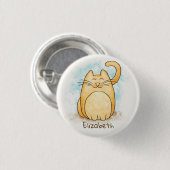 Niedliches Cat Watercolor personalisieren Button (Vorne & Hinten)