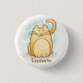 Niedliches Cat Watercolor personalisieren Button (Vorderseite)