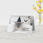 Niedliches Cat Witz Halloween Karte (Gelbe Blume)