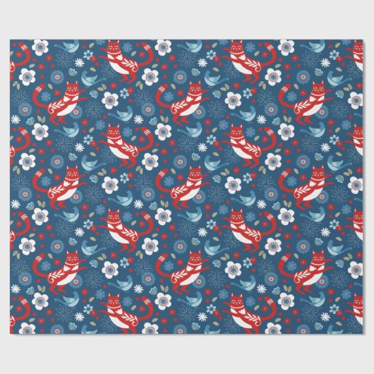 Niedliches Cat Wrapping Paper Geschenkpapier (Flach)