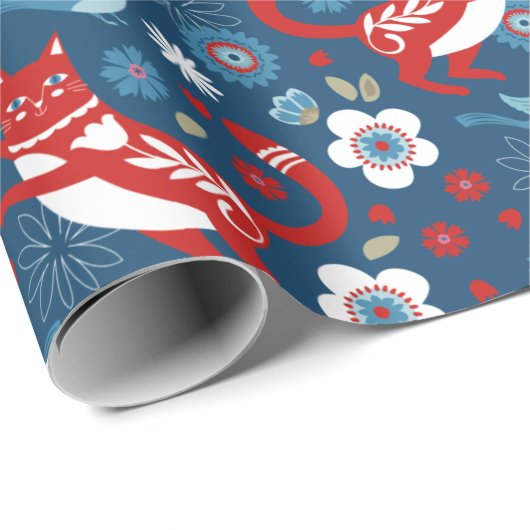 Niedliches Cat Wrapping Paper Geschenkpapier (Rolleneckpunkt)