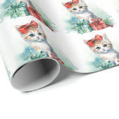 Niedliches Cat Wrapping Paper Geschenkpapier (Rolleneckpunkt)