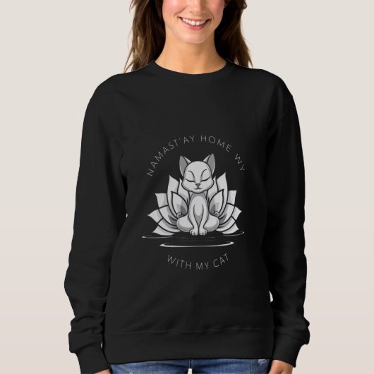 Niedliches Cat Yoga Shirt Namaste Zuhause mit mein (Vorderseite)