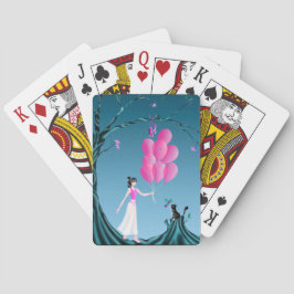 Niedliches Cate & Ballerina unter Mitternachtsbaum Spielkarten