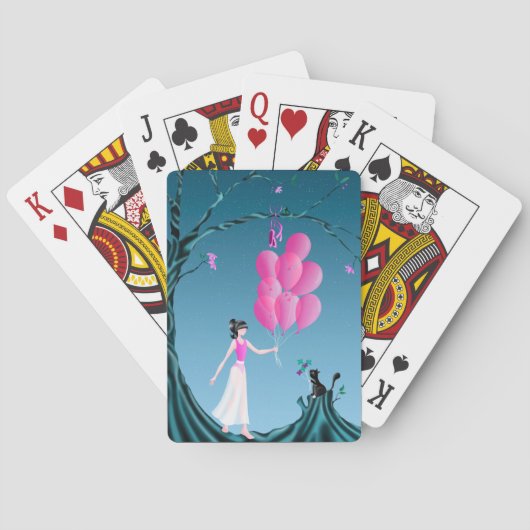 Niedliches Cate & Ballerina unter Mitternachtsbaum Spielkarten (Rückseite)