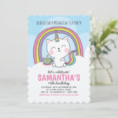 Niedliches Caticorn Cat Unicorn Party Einladung (Stehend Vorderseite)