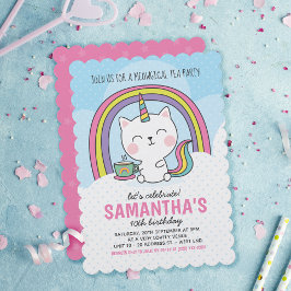 Niedliches Caticorn Cat Unicorn Party Einladung