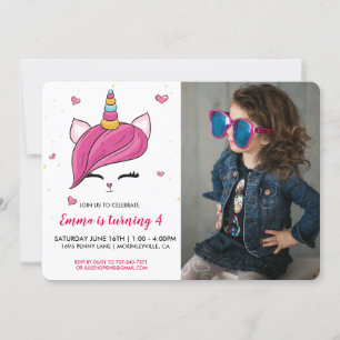 Niedliches Caticorn-Gesicht Foto Einladung zum G