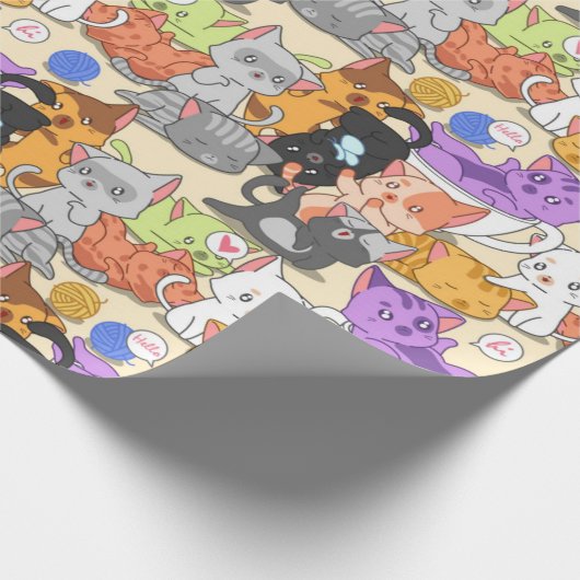 Niedliches Cats Muster Geschenkpapier (Ecke)