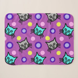 Niedliches Cats Muster in Violett Kleiner Sherpa-D Sherpadecke