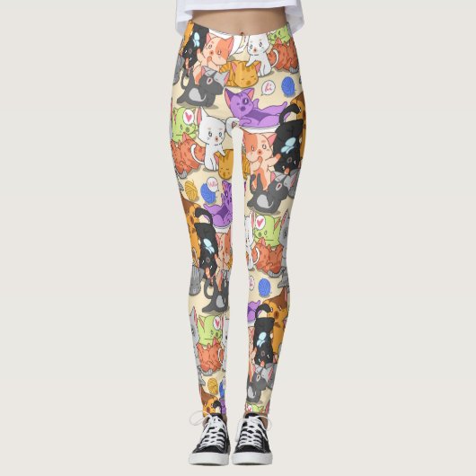 Niedliches Cats Muster Leggings (Vorderseite)
