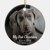 Niedliches Chalk Script Foto Mein erstes Weihnacht Keramik Ornament (Vorne)