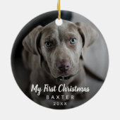 Niedliches Chalk Script Foto Mein erstes Weihnacht Keramik Ornament (Hinten)