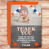 Niedliches Chalkboard Basketball Foto Geburtstag Dankeskarte