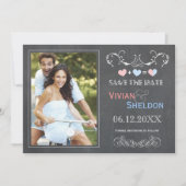 Niedliches Chalkboard-Foto Hochzeit Sichern Sie da Save The Date (Vorderseite)