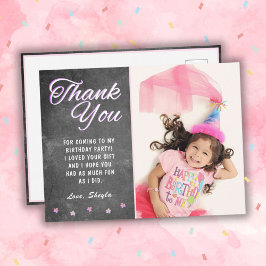 Niedliches Chalkboard Girly Birthday Foto Vielen D Postkarte