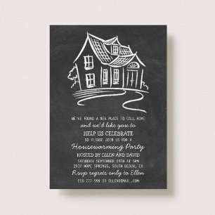 Niedliches Chalkboard Neue Zuhause Housewarming Ei Einladung