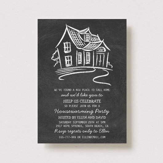 Niedliches Chalkboard Neue Zuhause Housewarming Ei Einladung
