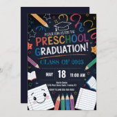Niedliches Chalkboard-Vorschulabitur Einladung (Vorne/Hinten)