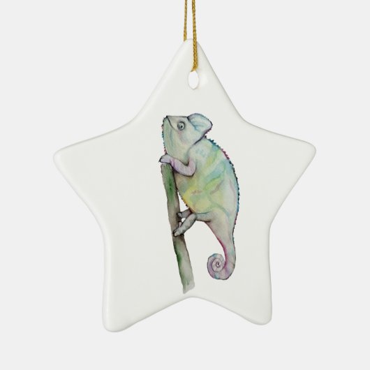 Niedliches Chamäleon in Aquarellfarbe Keramik Ornament (Rechts)